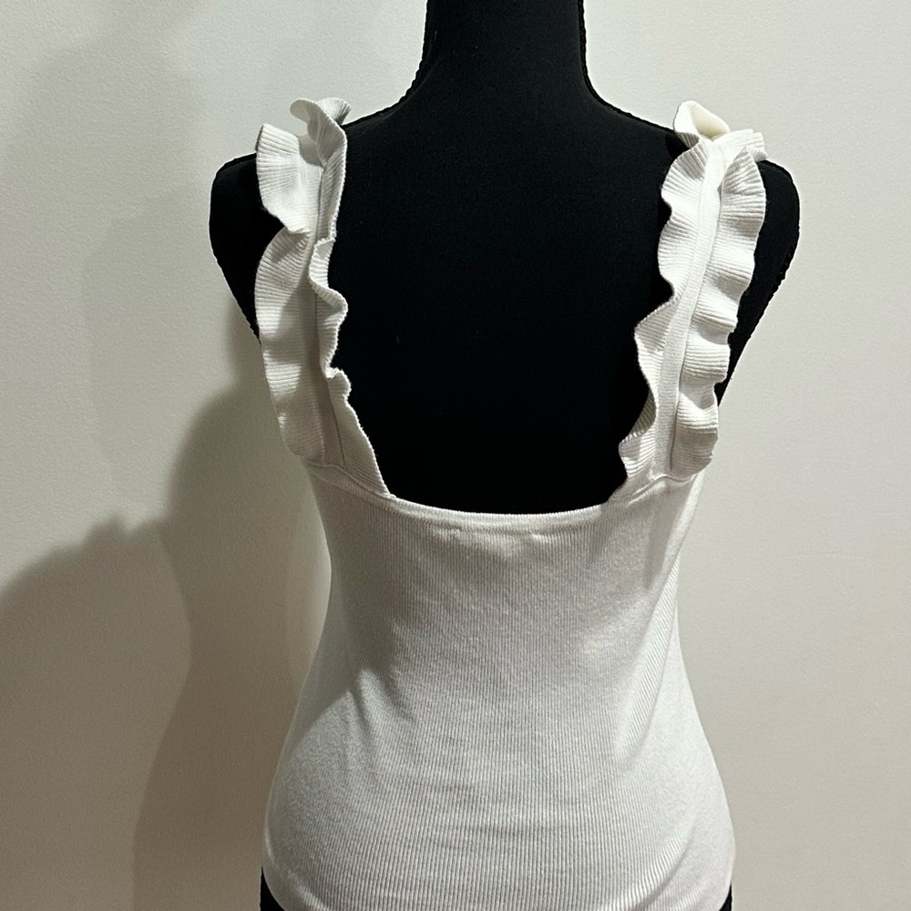 Mine. Soft White Ruffled Tank Top - Picture 4 of 6